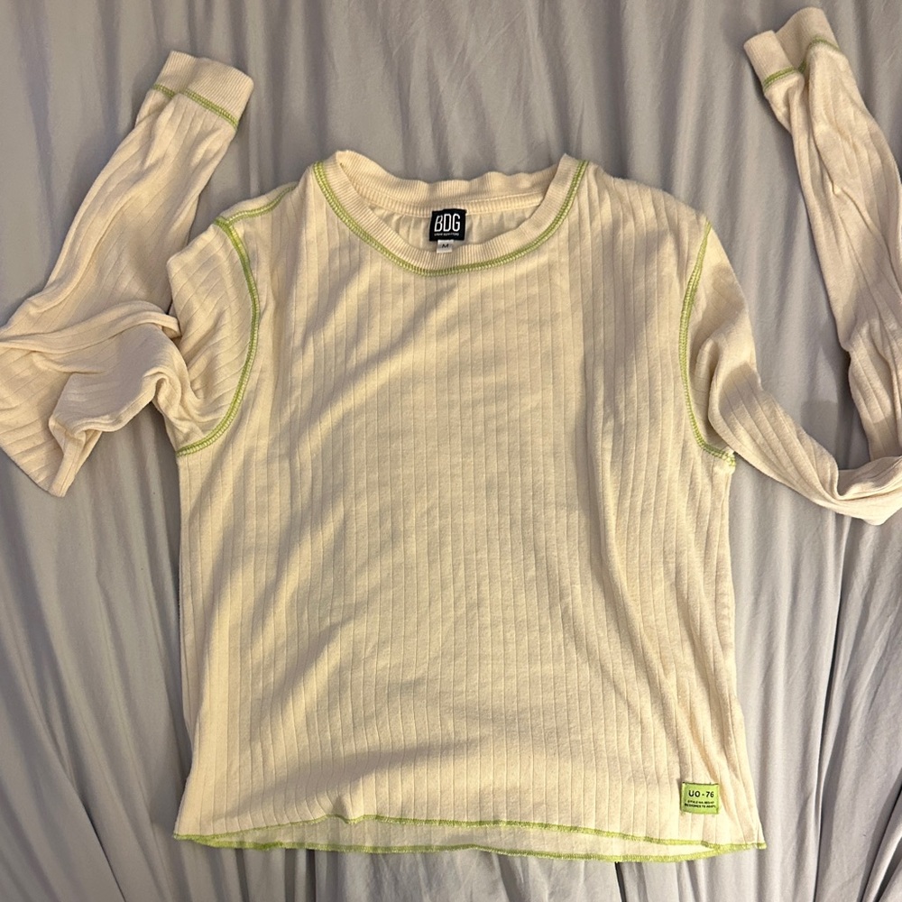 BDG Cream and Green Long Sleeve Tee